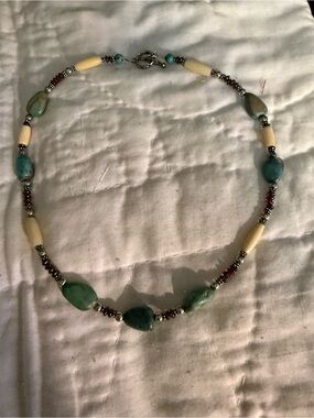 Handmade Green Turquoise Beaded Necklace